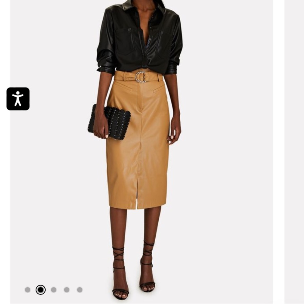 Intermix Joanna Vegan Leather Belted Midi Skirt